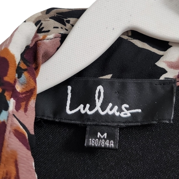 Lulus Such a Beauty Dress Medium Black Floral Button-Up Collar‎ Button Front - Picture 3 of 12